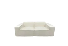 Compression Sofa For 3, Upholstered Loveseat for Living Room White - Click for more details