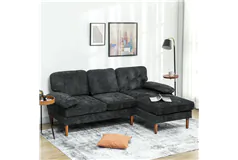 Tufted 3-Seater Sectional Sofa - Black - Click for more details
