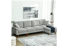 Reversible Sectional Sofa with Pillows - Light Gray - Click for more details