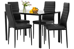 Compact Faux-Marble 5-Piece Dining Set for 4 - Click for more details