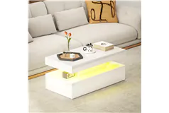 LumiTable LED Coffee Table with Drawers – High-Gloss White - Click for more details