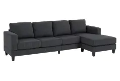 Modern Grey Corduroy L-Shaped Couch with Chaise - Click for more details