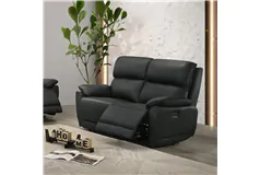 Luxury Plush Leather-Match Recliner Loveseat - Black - Click for more details