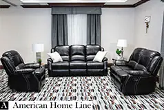 Lorraine Bel-Aire Deluxe Reclining Livingroom Set in Ebony Includes: Sofa, Loveseat, Chair  - Click for more details