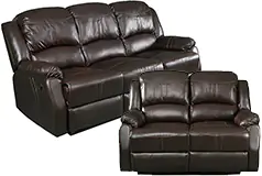 Lorraine Recliner Living Room Set Includes: Sofa & Loveseat Mocha Bonded Leather  - Click for more details