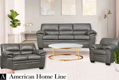 Jamieson Luxury Sofa Set Collection in Pewter, Includes: Sofa, Loveseat, Chair  - Click for more details
