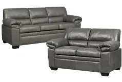 Jamieson Sofa Set Collection in Pewter, Includes: Sofa & Loveseat  - Click for more details