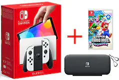 Nintendo Switch OLED White & Carrying Case/Super Mario Game