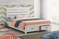 Brantford Wood Eastern King Storage Panel Bed - Coastal White - Click for more details