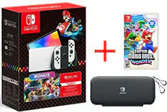 Nintendo Switch OLED White Mario Kart 8 Deluxe, Carrying Case &amp; Super Mario Bros Bundle - Click for more details