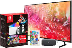 Samsung 65” TV &amp; Nintendo Switch OLED with Carrying Case and Two Games Bundle - Click for more details