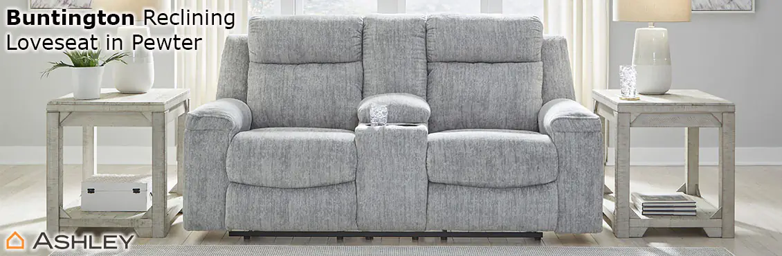 Buntington DBL Reclining Loveseat w/Console in Pewter