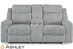 Buntington DBL Reclining Loveseat w/Console in Pewter