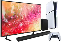 Samsung 65” UHD 4K Smart TV + Samsung 2.1ch Soundbar &amp; PS5 Slim Disc Edition Console - Click for more details