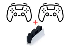 Two PS5 Dualsense Wireless Controllers + Dualsense Charging Station - Click for more details