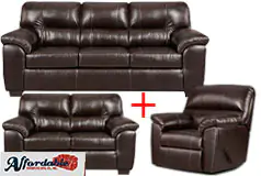Austin Sofa, Loveseat & Reclining Chair in Chocolate