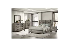 Sochi 4-Piece Queen Size Bed in Grey Wood Finish - Click for more details