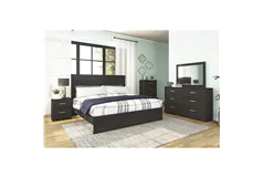 Irkutsk 4-Piece Queen Size Bedroom Set in Charcoal Accent Wood - Click for more details