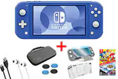 Nintendo Switch Lite Blue Console with Two Games and Travel Kit Bundle - Click for more details
