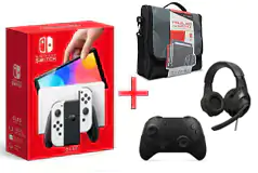 Nintendo Switch White OLED Travel Bundle - Click for more details