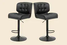 Modern Set of 2 Adjustable Swivel Bar Stools with Tufted Cushions - Click for more details
