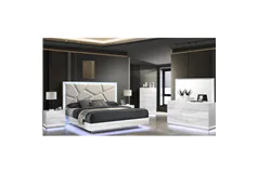 Arzamas 4-Piece Queen Size Bed in Black PU Gloss - Click for more details