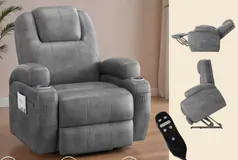 Dual-Motor Massage Power Lift Chair with Solid Steel Frame - Click for more details