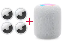 Apple HomePod 2nd gen Smart Speaker + Apple AirTag Tracker 4Pack Bundle
