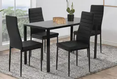 Modern 5-Piece Glass Dining Table Set with Upholstered Chairs - Click for more details