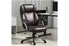 PU Leather Office Chair with Tilt Function and Adjustable Height, Brow - Click for more details