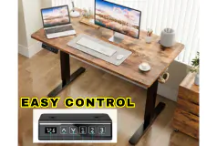 63' Electric Height Adjustable Standing Desk - Rustic Brown/Black