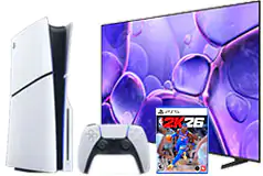 Samsung 65” UHD 4K Smart TV & PlayStation 5 Slim Disc Bundle with FREE NBA 2K26 Game  - Click for more details