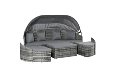 4-Piece Patio Rattan Lounge Set with Cushions & Canopy - Click for more details