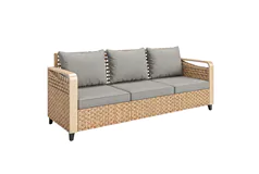 Outdoor Rattan Sofa for 3 – Plush Cushions & Heavy-Duty Frame - Click for more details