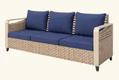 Outdoor Rattan Sofa for 3 – Plush Cushions & Heavy-Duty Frame - Click for more details