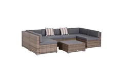 All-Weather Modern Wicker Patio Sectional Sofa Set – Cushions & Table - Click for more details