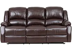 Lorraine Recliner Sofa in Mocha Bonded Leather - Click for more details