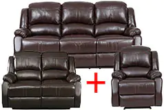 Lorraine Mocha Bonded Leather Recliner 3 Piece Living Room Set - S/L/C