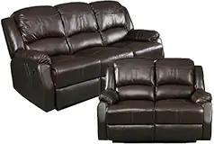 Lorraine Mocha Bonded Leather Recliner 2 Piece Living Room Set - S/L