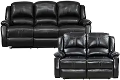Lorraine Ebony Bonded Leather Recliner 2 Piece Living Room Set - S/L