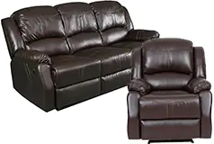 Lorraine Mocha Bonded Leather Recliner 2 Piece Living Room Set - S/C