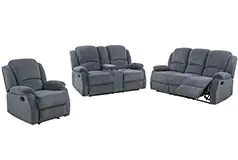Crawford Recliner Livingroom Set in Gray Chenille Includes: Sofa, Loveseat, Chair - Click for more details
