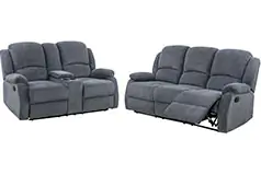 Crawford Recliner Set in Gray  Includes: Sofa, Loveseat  - Click for more details