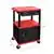 Luxor 42”H A/V Cart with 3 Shelves, Cabinet, Drawer - Black,Red