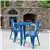 24” Round Blue Metal Indoor-Outdoor Table Set with 2 Cafe Chairs