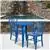 24' Round Blue Indoor-Outdoor Table Set with 2 Vertical Slat Back Chairs