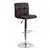Brown Quilted Vinyl Adjustable Height Bar Stool with Chrome Base