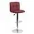 Burgundy Quilted Vinyl Adjustable Height Bar Stool with Chrome Base