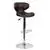 Cozy Mid-Back Brown Vinyl Adjustable Height Bar Stool with Chrome Base