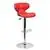 Cozy Mid-Back Red Vinyl Adjustable Height Bar Stool with Chrome Base